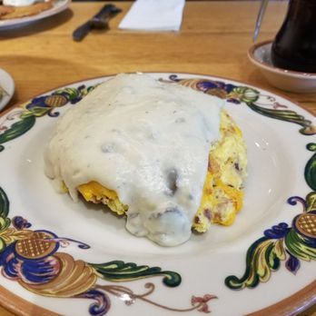 Oak Table Cafe - The Eggs Casey. Bacon omelette with a crispy crossiant roll and covered with a mushroom sauce. This was phenomenal! - New American Near Me - Silverdale, Washington Oak Table Cafe - The Eggs Casey. Bacon omelette with a crispy crossiant roll and covered with a mushroom sauce. This was phenomenal! - New American Near Me - Silverdale, Washington