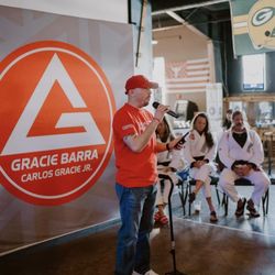 Gracie Barra San Antonio - Me speaking at the combined promotion ceremony for all 3 schools. GB San Antonio, GB Boerne, GB Alamo Ranch.