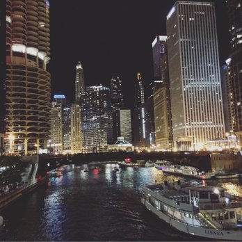 Chicago Riverwalk - The river at night - Landmarks & Historical Buildings Near Me - Chicago, Illinois