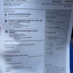 Orlando Health St Cloud Hospital - Eso fue el documento para irme que me solo le hisieron examen de nariz nada más