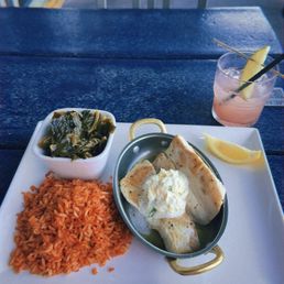 Mahi Mahi - Catch of the Day w/ red rice and collard greens Mahi Mahi - Catch of the Day w/ red rice and collard greens