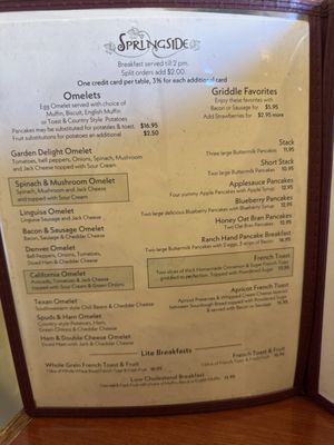 Menu photo 8 Springside Restaurant Paso Robles, CA