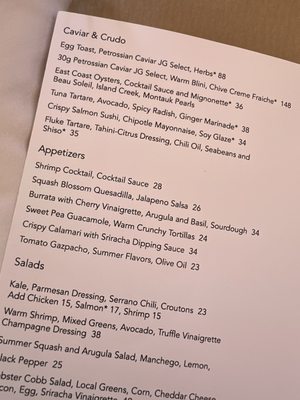 Menu photo 1 Jean Georges - Topping Rose House Bridgehampton, NY