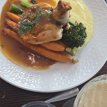 Willow - Crispy chicken skin over pureed potatoes with carrots - Italian Near Me - Sacramento, California Willow - Crispy chicken skin over pureed potatoes with carrots - Italian Near Me - Sacramento, California