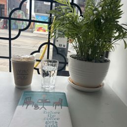 White Mocha with pistachio milk and warm water. Before the coffee gets cold book White Mocha with pistachio milk and warm water. Before the coffee gets cold book