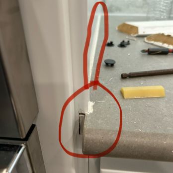 Tri Pointe Homes - This is the junction between my cabinets and countertop. I had to fight for a year to have this fixed. - Home Developers Near Me - Houston, Texas