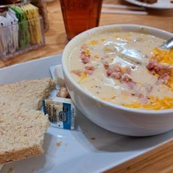 211 Main Street Restaurant & Bakery - Potato soup and a slice of homemade bread