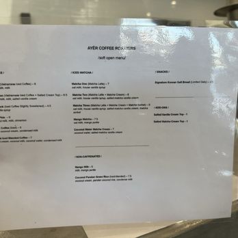 Ayer Coffee - Menu (August 2025) - Coffee & Tea Near Me - Tustin, California