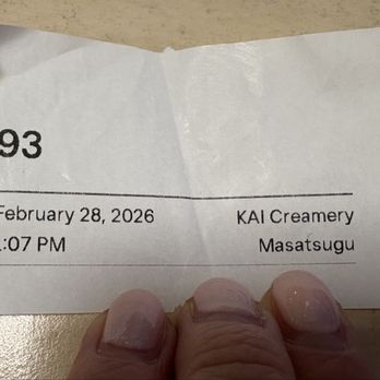 Kai Creamery - order receipt - Ice Cream & Frozen Yogurt Near Me - Edgewater, New Jersey