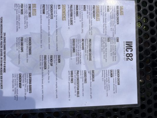 Menu photo 1 INC 82 Brewing Dublin, CA