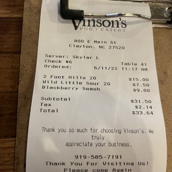 Vinson's Pub And Eatery - American Near Me - Clayton, North Carolina