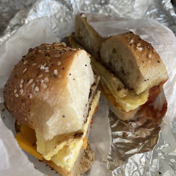 Kettleman's Bagels - Sausage egg and cheese with dry thin sausage - Delis Near Me - Somerset, New Jersey Kettleman's Bagels - Sausage egg and cheese with dry thin sausage - Delis Near Me - Somerset, New Jersey