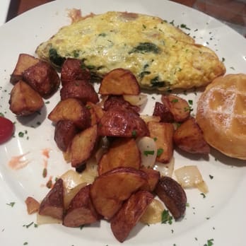 Stax Cafe - Feta & Spinich omelette with potatoes and cute mini waffles! Yum!!!! - Breakfast & Brunch Near Me - Chicago, Illinois Stax Cafe - Feta & Spinich omelette with potatoes and cute mini waffles! Yum!!!! - Breakfast & Brunch Near Me - Chicago, Illinois