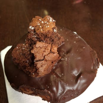 Léché Desserts - Double chocolate brownie doughnut with sea salt from Leche Desserts. - Bakeries Near Me - Montreal, Quebec Léché Desserts - Double chocolate brownie doughnut with sea salt from Leche Desserts. - Bakeries Near Me - Montreal, Quebec