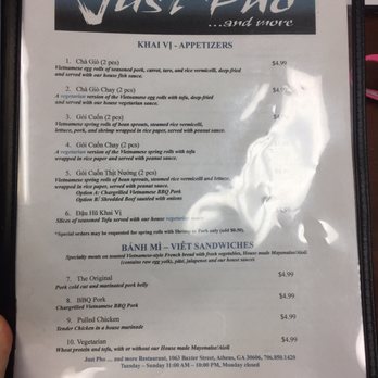 Just Pho...and more - Menu page 1 - Vietnamese Near Me - Athens, Georgia Just Pho...and more - Menu page 1 - Vietnamese Near Me - Athens, Georgia
