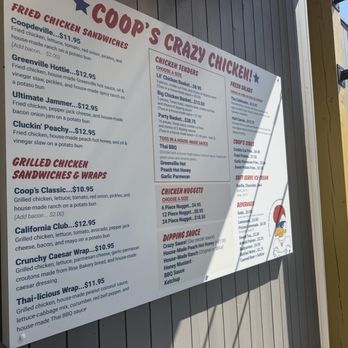 Coop's Crazy Chicken! - Menu (September 2026) - Chicken Shop Near Me - Greenville, South Carolina Coop's Crazy Chicken! - Menu (September 2026) - Chicken Shop Near Me - Greenville, South Carolina