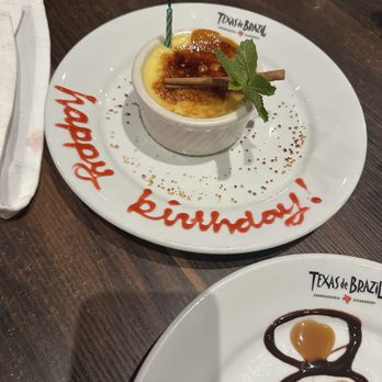 Texas de Brazil - Carlsbad - My son chose a Creme Brulee. - Steakhouses Near Me - Carlsbad, California Texas de Brazil - Carlsbad - My son chose a Creme Brulee. - Steakhouses Near Me - Carlsbad, California