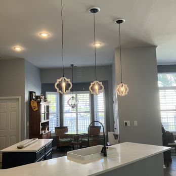 Harless Power Systems - Installation of new 3 kitchen pendant lights without attic access and no sheetrock repair needed. - Electricians Near Me Harless Power Systems - Installation of new 3 kitchen pendant lights without attic access and no sheetrock repair needed. - Electricians Near Me
