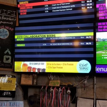 Right Brain Brewery - Menu - Arcades Near Me - Traverse City, Michigan