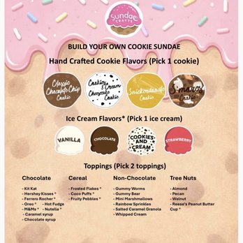 Sundae Crafts - Our menu for the school event. 75 servings were preordered. - Ice Cream & Frozen Yogurt Near Me Sundae Crafts - Our menu for the school event. 75 servings were preordered. - Ice Cream & Frozen Yogurt Near Me