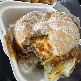 Burny Pit Stop - Double Burger (half pound) - Burgers Near Me - Jensen Beach, Florida Burny Pit Stop - Double Burger (half pound) - Burgers Near Me - Jensen Beach, Florida