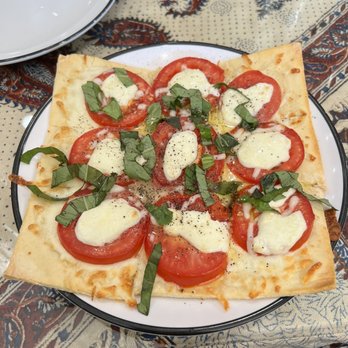 Rose & Olives - Margarita Margherita Flatbread - Mediterranean Near Me - Duluth, Georgia Rose & Olives - Margarita Margherita Flatbread - Mediterranean Near Me - Duluth, Georgia