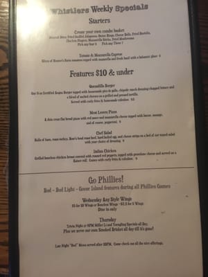 Menu photo 8 Whistlers Inn Cinnaminson, NJ