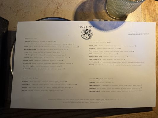 Menu photo 1 Eos & Nyx San Jose, CA