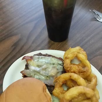 Sunset Grill - Bacon cheeseburger, onion rings, and a very tall root beer. - New American Near Me - Truth or Consequences, New Mexico