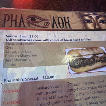 Pharaoh's Cafe - a close up of the menu - Hookah Bars Near Me - Sterling, Virginia Pharaoh's Cafe - a close up of the menu - Hookah Bars Near Me - Sterling, Virginia