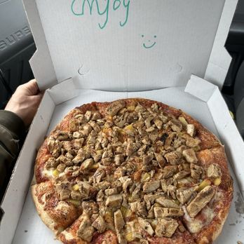 Toarmina's Pizza - (14') Pineapple Pizza added my own chicken. - Pizza Near Me - Canton, Michigan