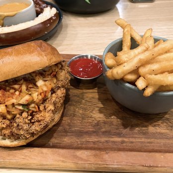 Station Craft - Kimchi fried chicken sandwich with fries - Burgers Near Me - Dana Point, California