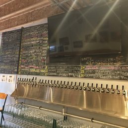 a wall of beer taps in a bar a wall of beer taps in a bar