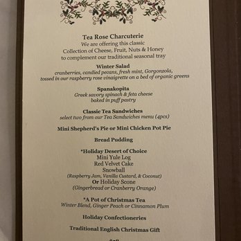 Tea Rose Garden - Menú - Tea Rooms Near Me - Pasadena, California