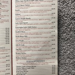 Standard Tandoori Restaurant - Take-away menu as of 21/02/2018