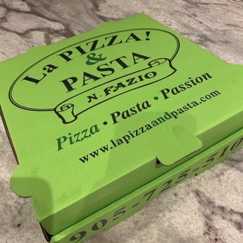 La Pizza and Pasta - a green pizza box - Pizza Near Me - Oshawa, Ontario
