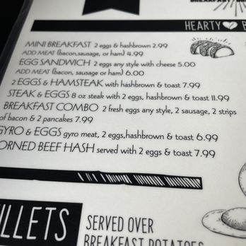 Daybreak - a menu for breakfast potatoes and eggs - Cafes Near Me - Cleveland, Ohio