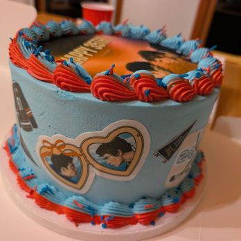 Fancy Flavors - The side view of the Heated Rivalry cake - Macarons Near Me - San Jose, California