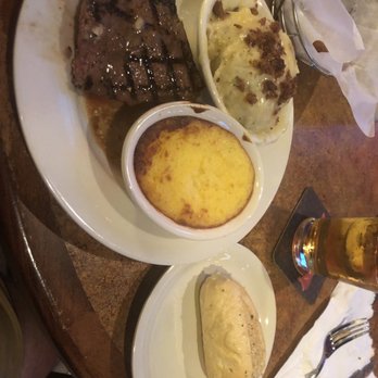 Calhoun's - 7oz tender sirloin, loaded mashed potatoes and corn pudding with garlic bread - American Near Me - Pigeon Forge, Tennessee Calhoun's - 7oz tender sirloin, loaded mashed potatoes and corn pudding with garlic bread - American Near Me - Pigeon Forge, Tennessee