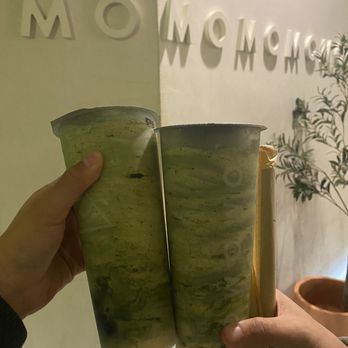 OMOMO Tea Shoppe - Omomo Matcha w/ Oreos (Right) Omomo Matcha w/ Boba (Left) - Coffee & Tea Near Me - Irvine, California OMOMO Tea Shoppe - Omomo Matcha w/ Oreos (Right) Omomo Matcha w/ Boba (Left) - Coffee & Tea Near Me - Irvine, California