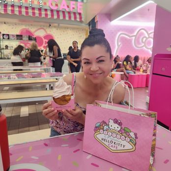 Hello Kitty Cafe - Soft Serve strawberry ice cream inside a Hello Kitty soft cone. - Desserts Near Me - Las Vegas, Nevada Hello Kitty Cafe - Soft Serve strawberry ice cream inside a Hello Kitty soft cone. - Desserts Near Me - Las Vegas, Nevada
