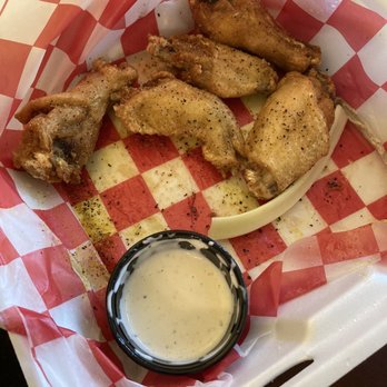 Big Woody's Bar & Grill - 6 Lemon pepper wings & ranch (she started eating some. Lol) - Sports Bars Near Me - Chesapeake, Virginia Big Woody's Bar & Grill - 6 Lemon pepper wings & ranch (she started eating some. Lol) - Sports Bars Near Me - Chesapeake, Virginia