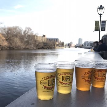 Lakefront Brewery - Enjoying the view outside but ran back in after two min. It was chilly! - Breweries Near Me - Milwaukee, Wisconsin