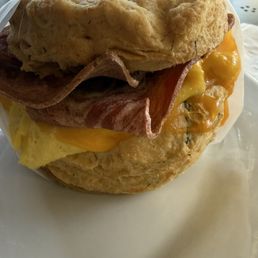 Biscuit with egg and bacon Biscuit with egg and bacon