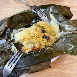 Hayaca sweet tamal with chicken