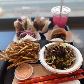 Bird And Bao - 2 Patchog, Blackbird, and Sweatheat baos with fries, slaw, and dragonfruit tea. - Asian Fusion Near Me - Patchogue, New York