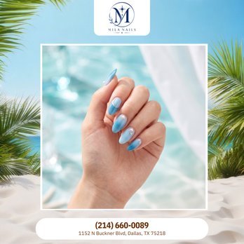 Nail Star - Dreamy ocean blue ombre tips are beautifully enhanced with dainty pearl studs and silver line details. Bring the beach to town. Book! - Nail Salons Near Me - Dallas, Texas Nail Star - Dreamy ocean blue ombre tips are beautifully enhanced with dainty pearl studs and silver line details. Bring the beach to town. Book! - Nail Salons Near Me - Dallas, Texas