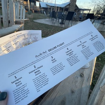 Cavender Creek Vineyards - Deluxe flight menu. - Wineries Near Me - Dahlonega, Georgia Cavender Creek Vineyards - Deluxe flight menu. - Wineries Near Me - Dahlonega, Georgia