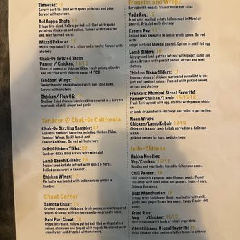 Chak De California - Menu - Indian Near Me - Pasadena, California