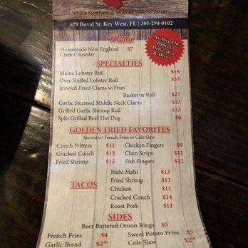 DJ's Clam Shack - Simple menu....they're known for their Lobster Rolls. - Seafood Near Me - Key West, Florida